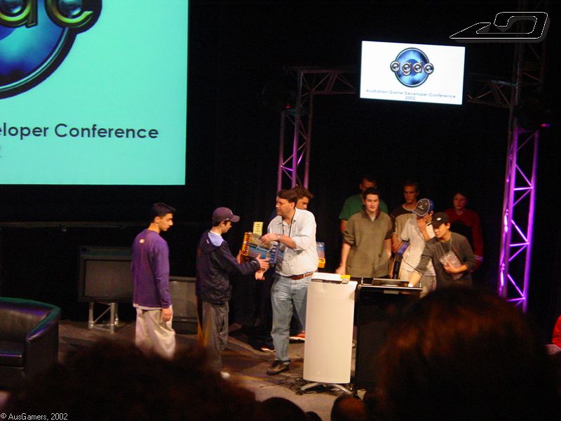 Prizes for competition winners being given out  
