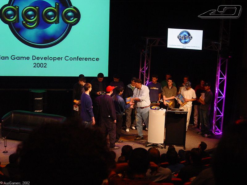 Prizes for competition winners being given out  
