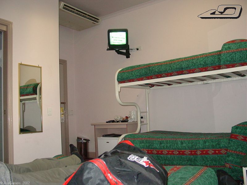 First night hotel room 
